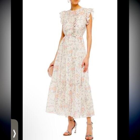 Maje Floral Ruffle Maxi Dress Size 3 (US Large) - Picture 1 of 14
